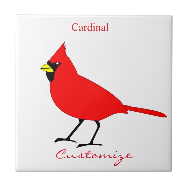 Red Cardinal Bird Thunder_Cove Ceramic Tile (Front)