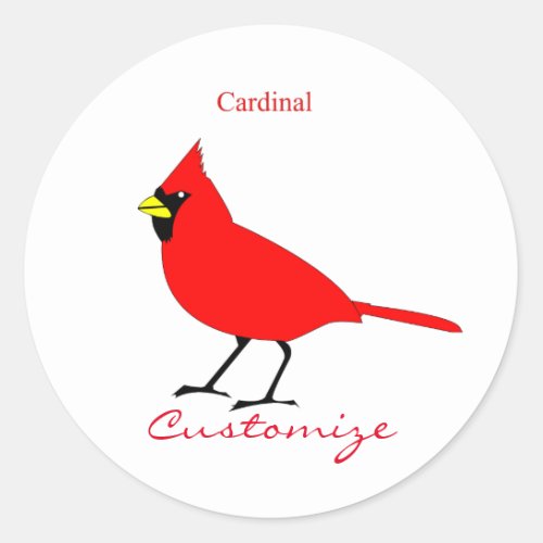 Red Cardinal Bird Thunder_Cove Classic Round Sticker