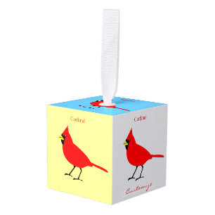 Red Cardinal Bird Thunder_Cove Cube Ornament