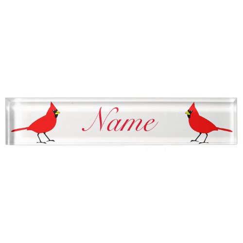 Red Cardinal Bird Thunder_Cove Desk Name Plate