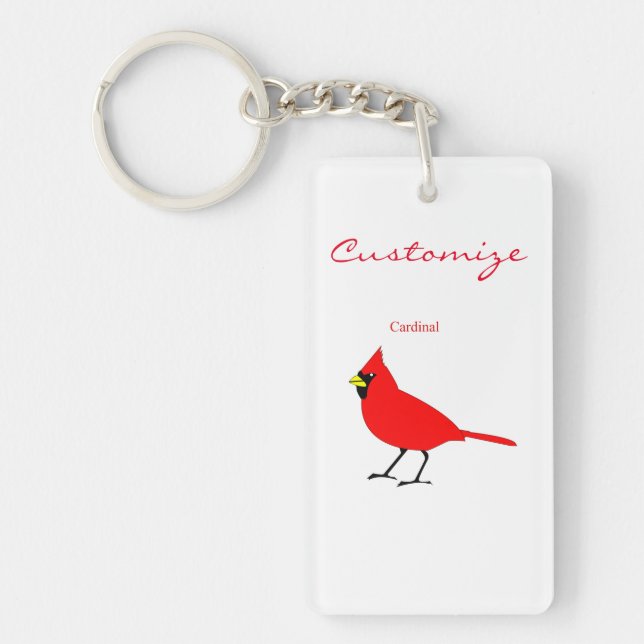 Red Cardinal Bird Thunder_Cove Keychain (Front)