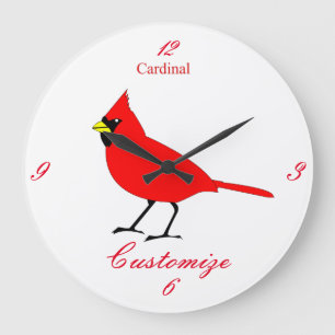 Red Cardinal Bird Thunder_Cove Large Clock