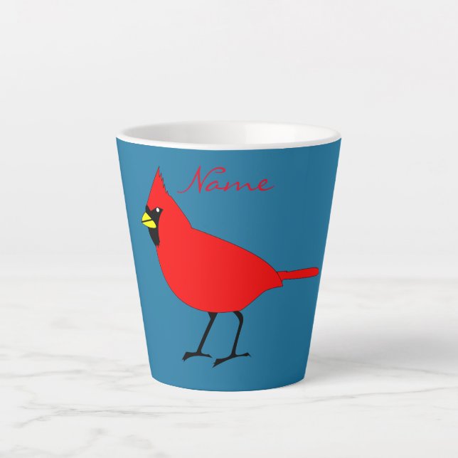 Red Cardinal Bird Thunder_Cove Latte Mug (Front)