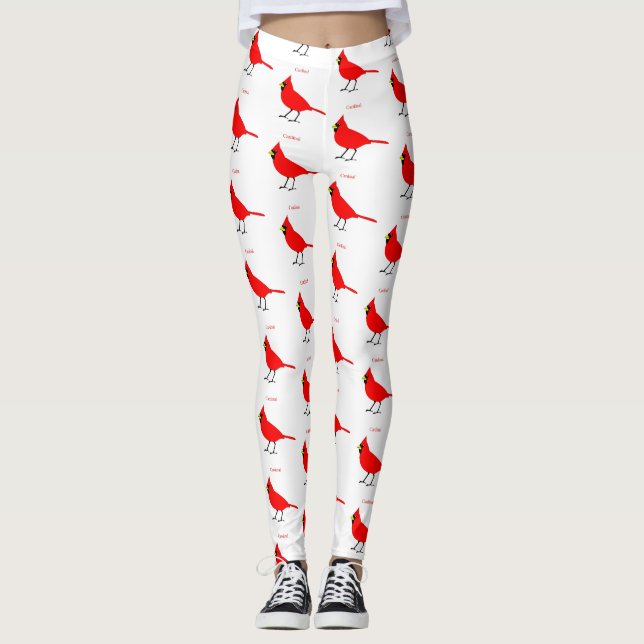 Red Cardinal Bird Thunder_Cove Leggings (Front)