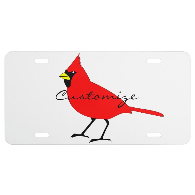 Red Cardinal Bird Thunder_Cove License Plate (Front)