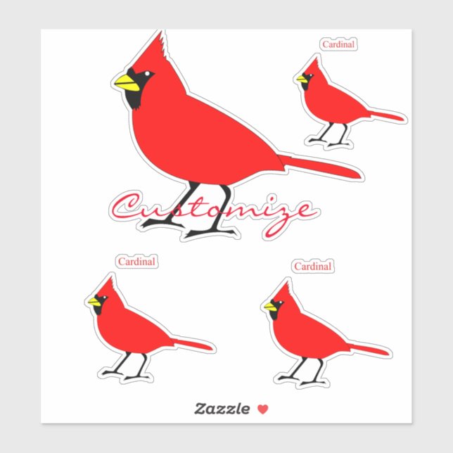 Red Cardinal Bird Thunder_Cove Sticker (Sheet)