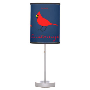 Red Cardinal Bird Thunder_Cove Table Lamp