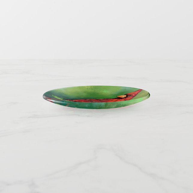 Red Cardinal Bird Trinket Tray (Angled)