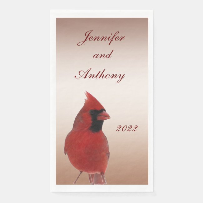 Red Cardinal Bird Wedding Paper Guest Towel