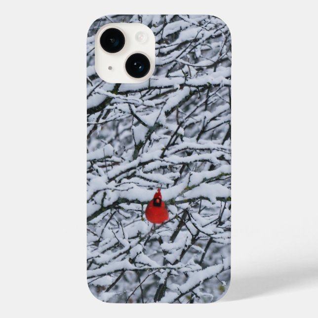 Red Cardinal Bird Winter Phone Case Art (Back)