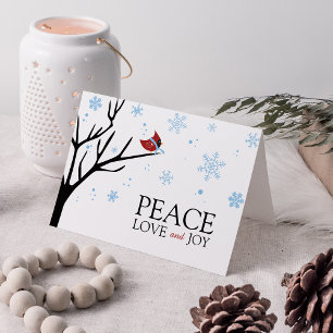 Red Cardinal Bird Winter Snowflake   Holiday Card