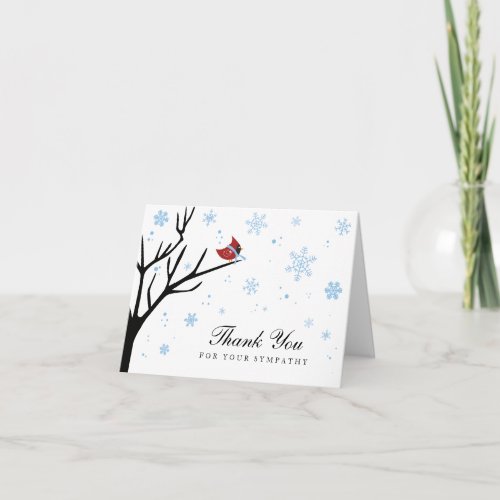 Red Cardinal Bird Winter Snowflake Sympathy Holiday Card