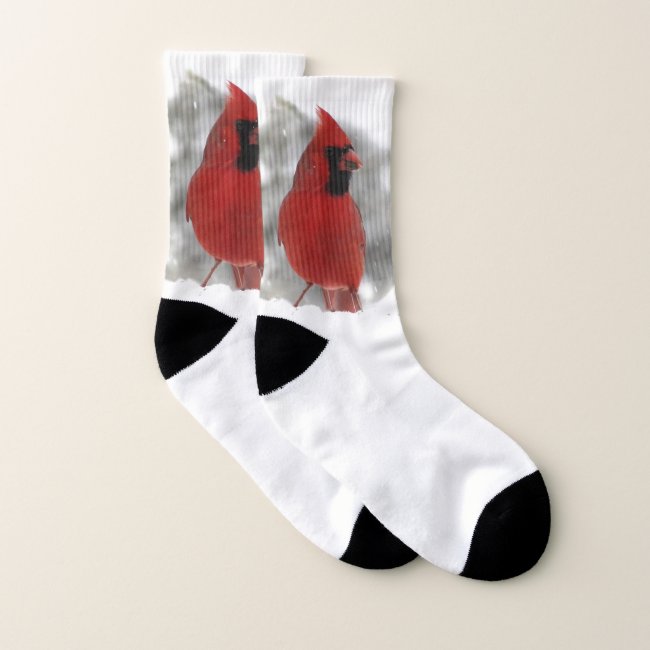 Red Cardinal Birds in Snow Socks