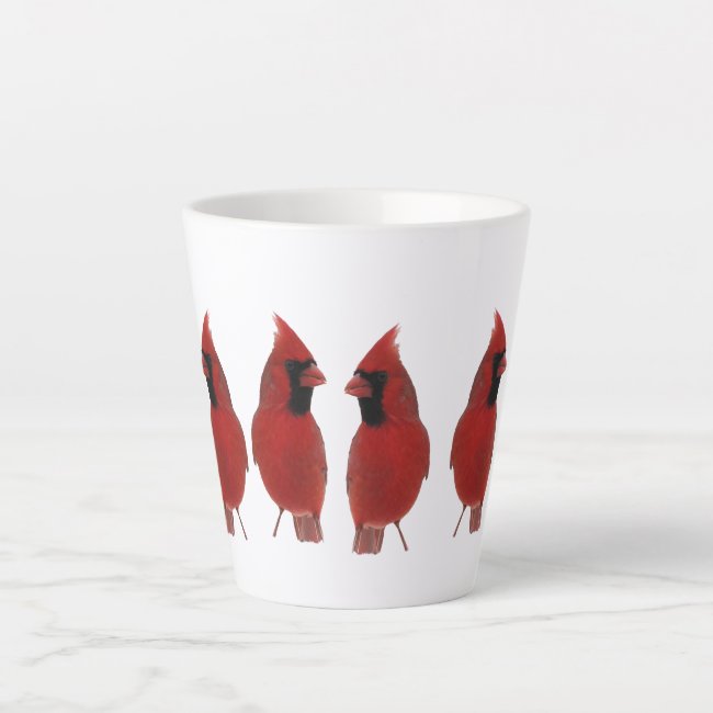 Red Cardinal Birds Pattern Latte Mug