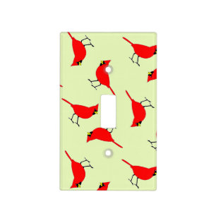 Red cardinal birds pattern light switch cover
