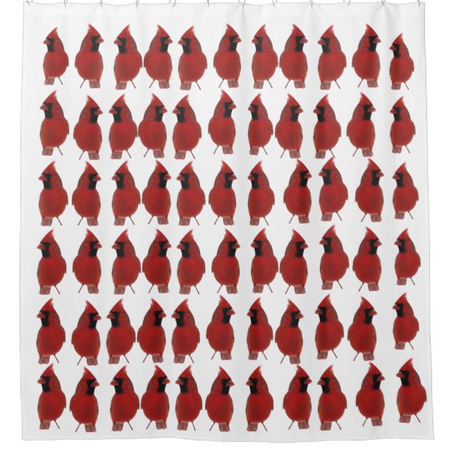 Red Cardinal Birds Shower Curtain (Front)