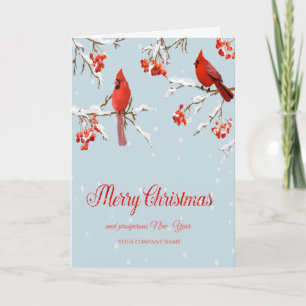 Red Cardinal Birds Tree Snow Christmas  Holiday Card