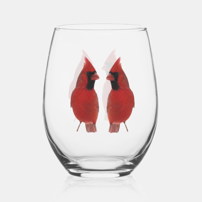 Red Cardinal Birds Wine Glass