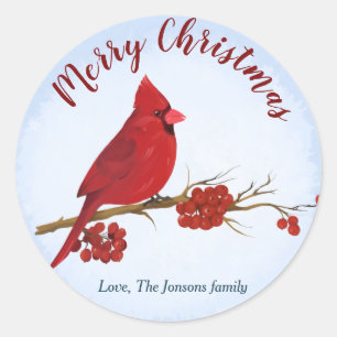 Red Cardinal Birthday Christmas Classic Round Sticker