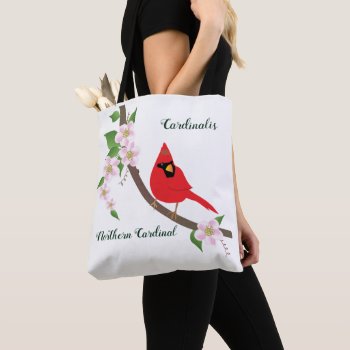 Red Cardinal  Cardinalis  Apple Blossoms  Tote Bag by TrudyWilkerson at Zazzle