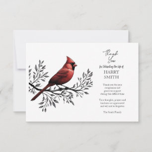 Red Cardinal Celebration of Life Funeral Memorial Thank You Card