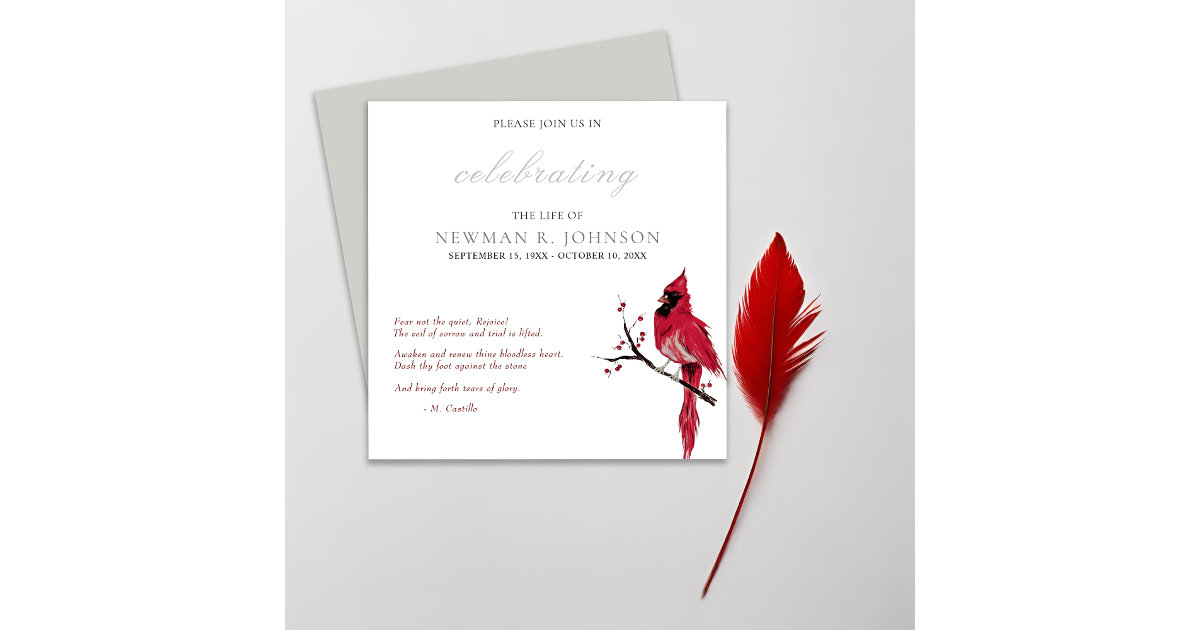 Red Cardinal Celebration of Life Invitation | Zazzle