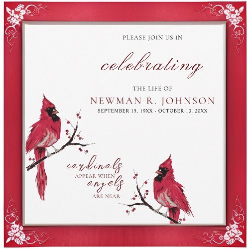 Red Cardinal Celebration of Life Invitation