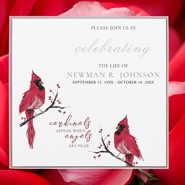 Red Cardinal Celebration of Life Invitation (Creator Uploaded)