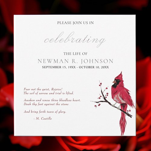 Red Cardinal Celebration of Life Invitation