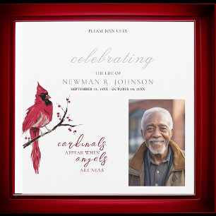 Red Cardinal Celebration of Life Photo Invitation