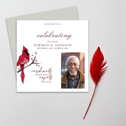 Red Cardinal Celebration of Life Photo Invitation