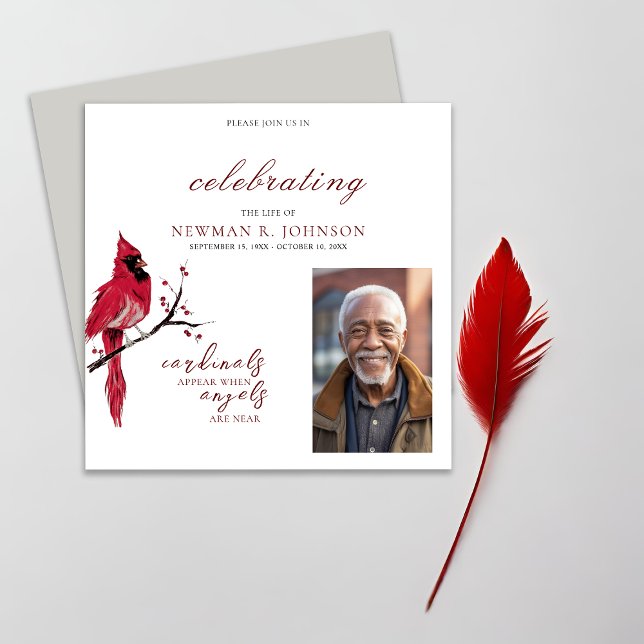 Red Cardinal Celebration of Life Photo Invitation (Creator Uploaded)
