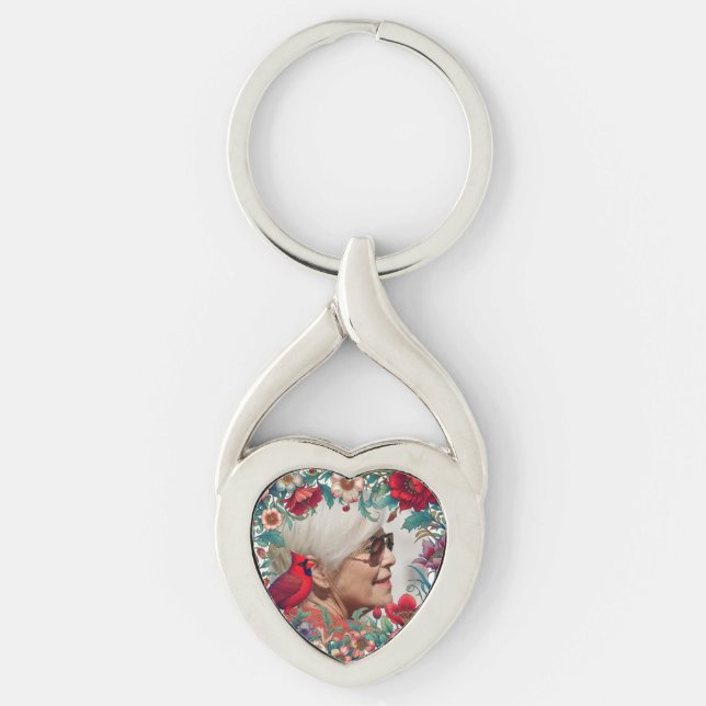 Red Cardinal Celebration of Life PHOTO Keychain (Front)