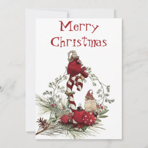 Red Cardinal Chickadee Bird Winter Christmas Holiday Card
