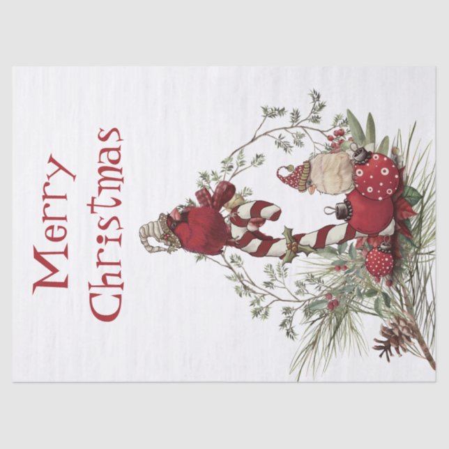 Red Cardinal Chickadee Bird Winter Christmas Tissue Paper (Front)