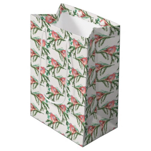 Red Cardinal Christmas Birds  Medium Gift Bag