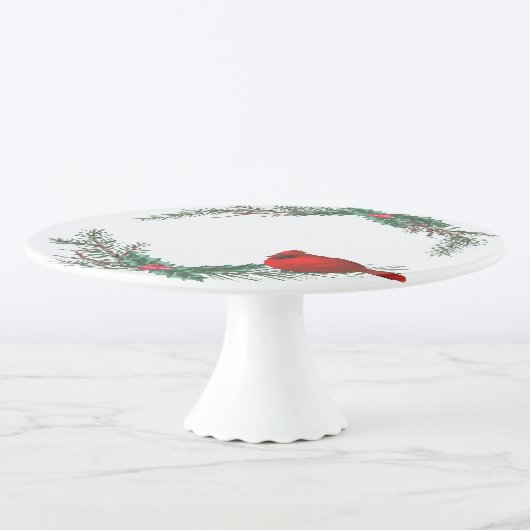 Red Cardinal Christmas Cheer Cake Plate (3/4)