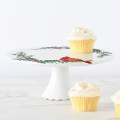Red Cardinal Christmas Cheer Cake Plate (In Situ)