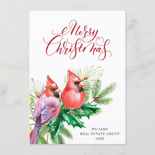 Red Cardinal Christmas Corporate Greeting Holiday Card