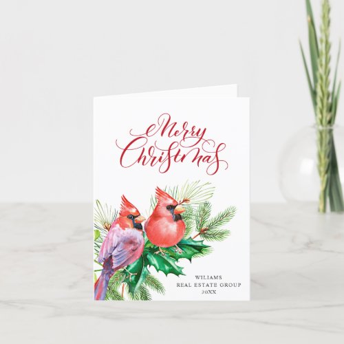 Red Cardinal Christmas Corporate Greeting Holiday Card