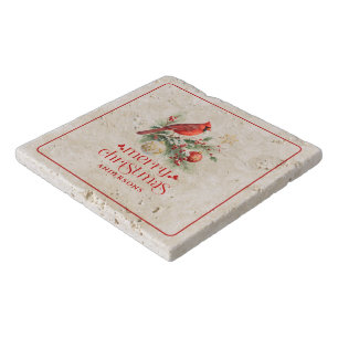 Red Cardinal Christmas Decor Bouquet Trivet