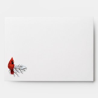 Red Cardinal Christmas Envelope