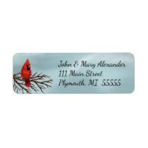 Red Cardinal Christmas Envelope Return Address Lab Label