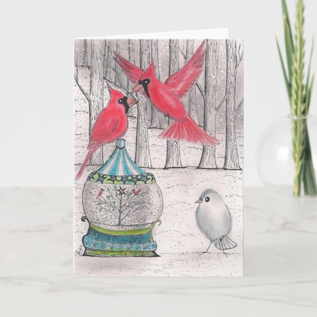 Red Cardinal Christmas Holiday Card (Front)