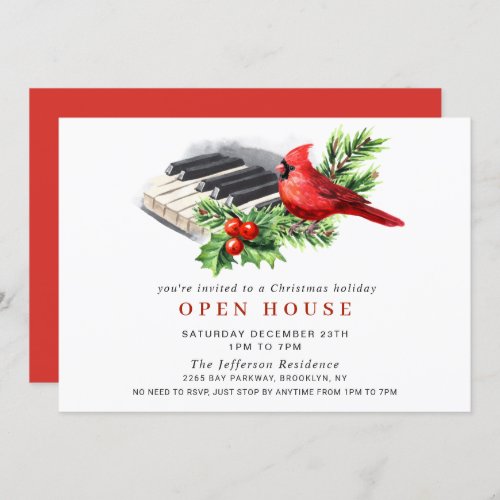 Red Cardinal Christmas HOLIDAY OPEN HOUSE Invitation
