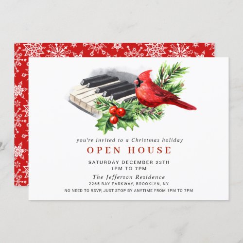Red Cardinal Christmas HOLIDAY OPEN HOUSE Invitation