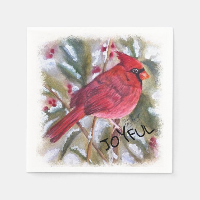 Red Cardinal Christmas Napkins (Front)
