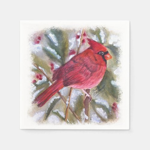 Red Cardinal Christmas Napkins