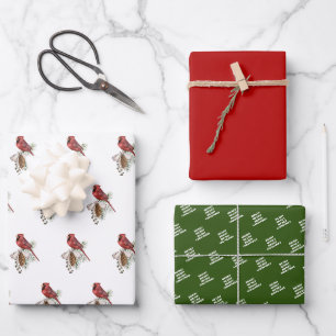 Red Cardinal Christmas Packaging Coordinated Wrapping Paper Sheets