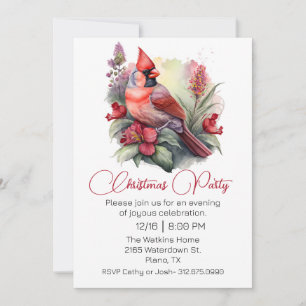 Red Cardinal Christmas Party Invitation